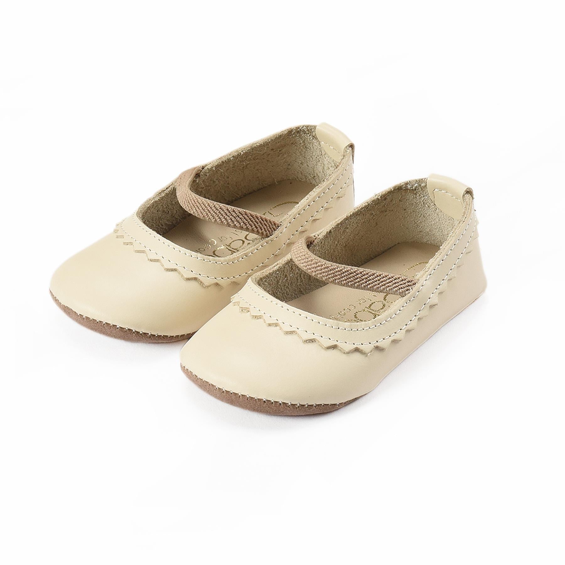 Leather Baby Booties Cream - EFENDINA PAZAR - BABOO - 8691810001404