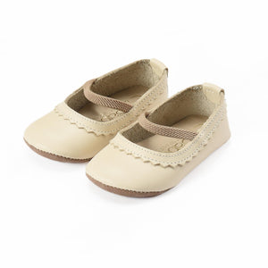 Leather Baby Booties Cream - EFENDINA PAZAR - BABOO - 8691810001404