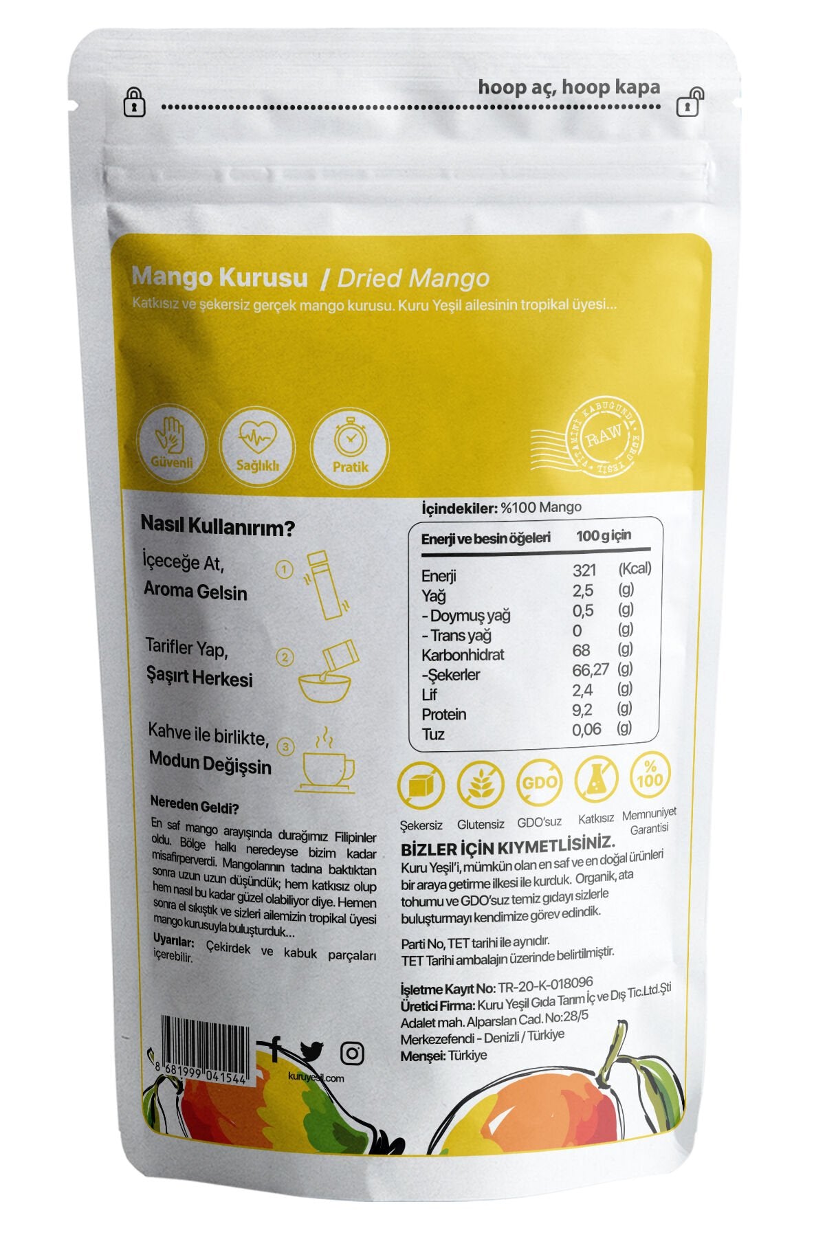 Kuru Yeşil Dried Mango 50 g