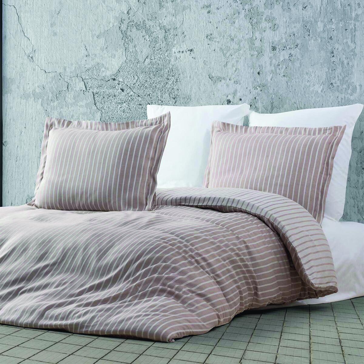 Bamboo Striped Beige Double Duvet Cover Set