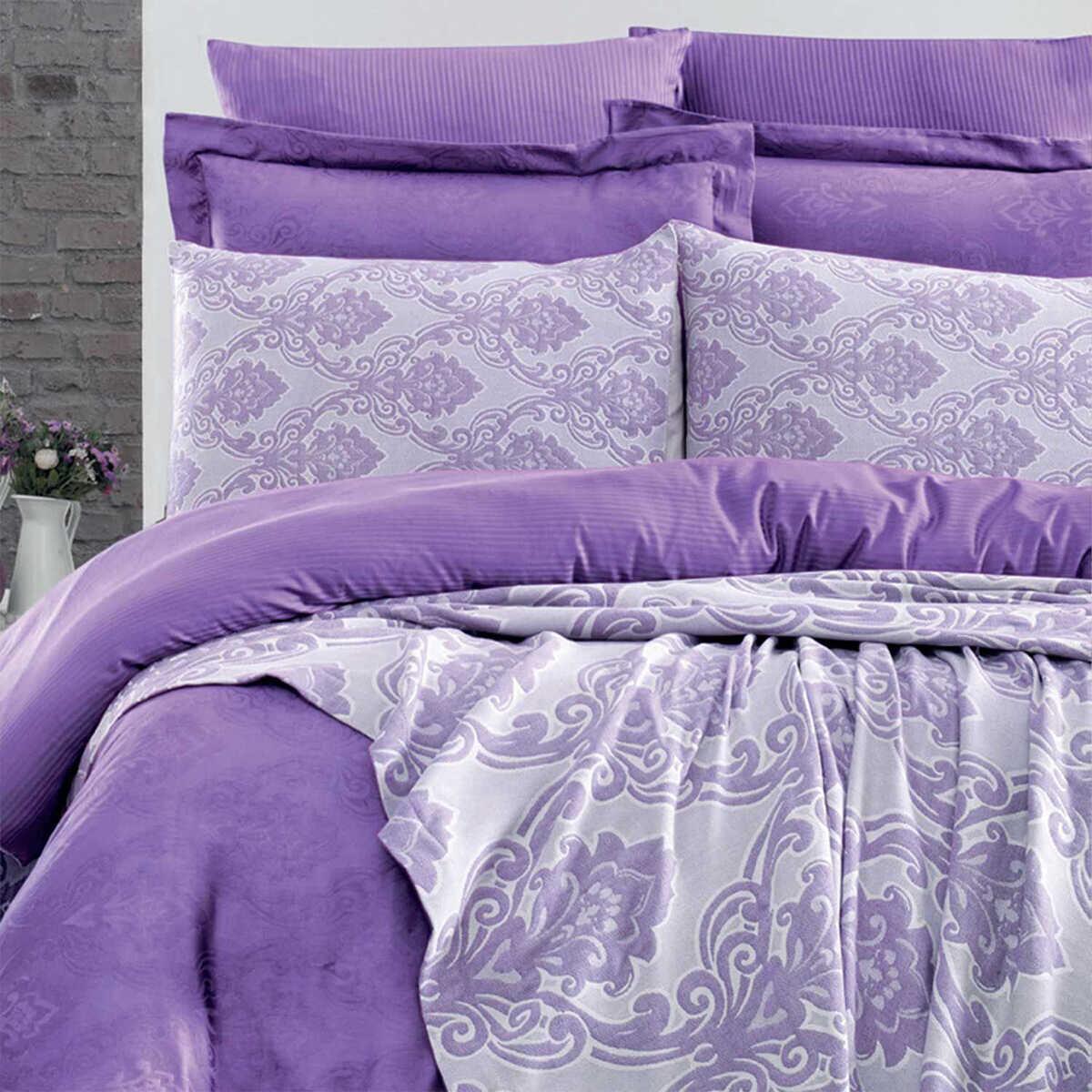 Maxstyle Jacquard Giza Dark Lilac Bedspread