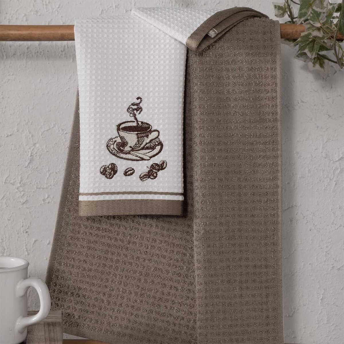 Maxstyle Cotton Kahve Desenli 2'li Mutfak Havlusu 40x60 cm