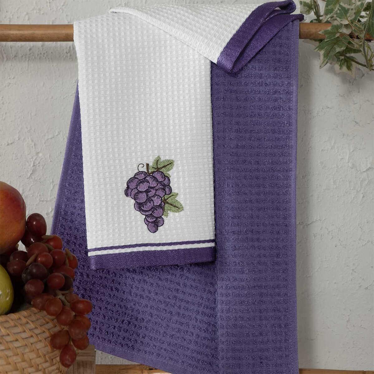 Maxstyle Cotton Grape Patterned 2 Piece Kitchen Towel 40x60 cm