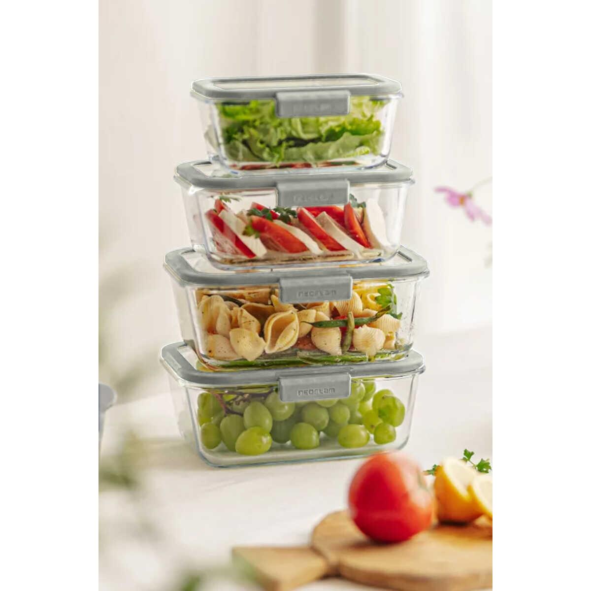 Neoflam Fika Glace Gray Rectangular Storage Container 1200 ml - EFENDINA PAZAR - NEOFLAM - 8809358916078