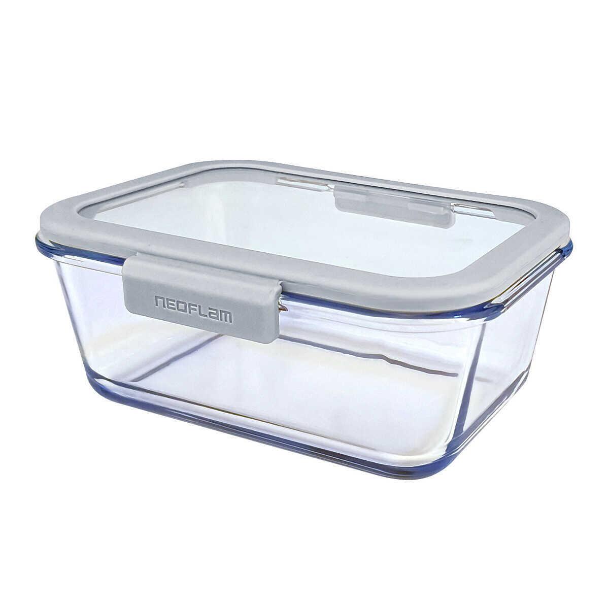 Neoflam Fika Glace Gray Rectangular Storage Container 1900 ml - EFENDINA PAZAR - NEOFLAM - 8809358916085