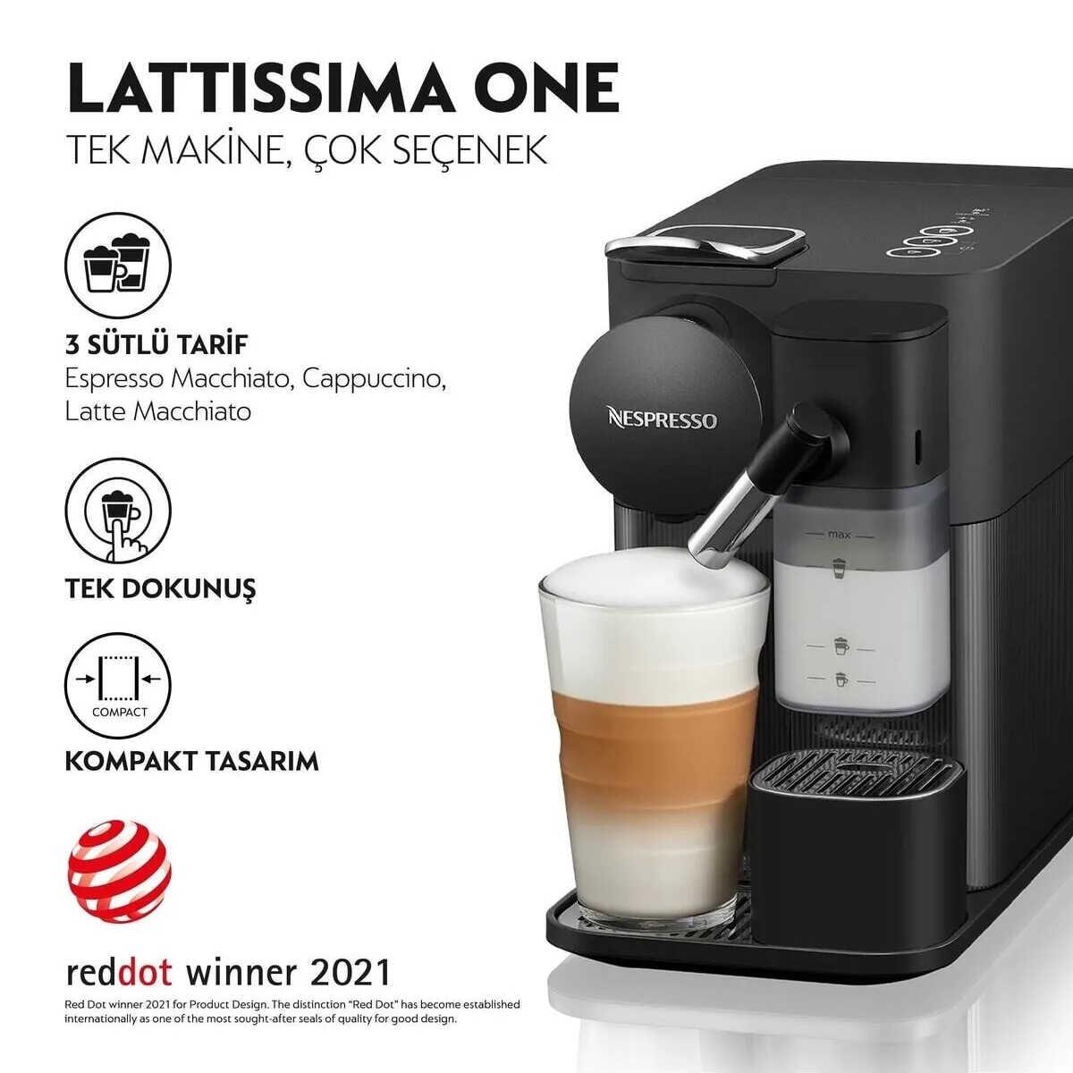 Nespresso Lattissima One Black Coffee Machine F121 2