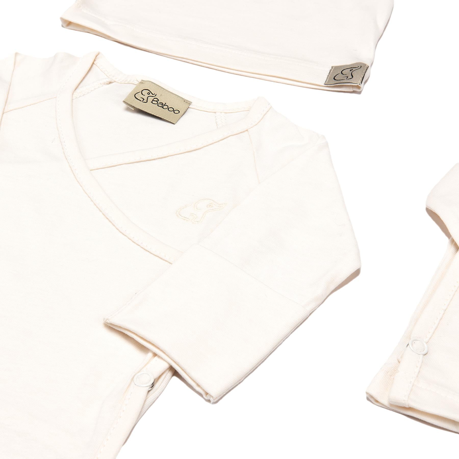 Newborn Organic Cotton Hospital Release Set of 5 Cream - EFENDINA PAZAR - BABOO - 8691810001848