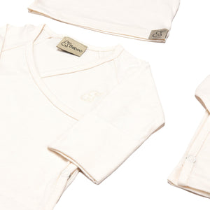 Newborn Organic Cotton Hospital Release Set of 5 Cream - EFENDINA PAZAR - BABOO - 8691810001848