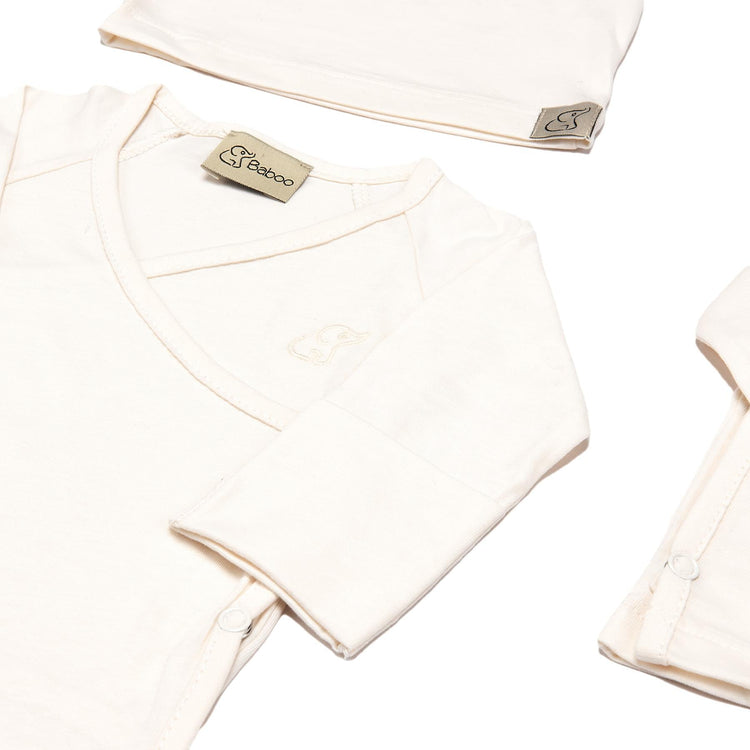 Newborn Organic Cotton Hospital Release Set of 5 Cream - EFENDINA PAZAR - BABOO - 8691810001848