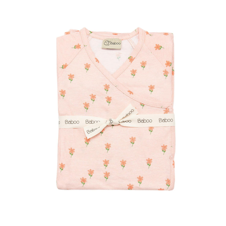 Newborn Patterned Organic Cotton Hospital Release Set of 5 Pink - EFENDINA PAZAR - BABOO - 8691810021983