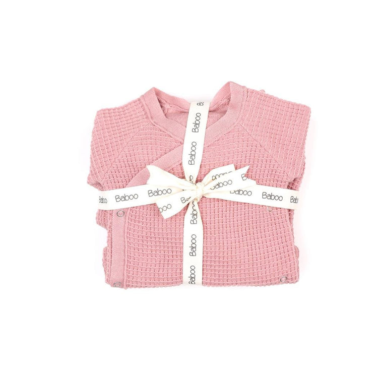 Newborn Waffle Organic Cotton 4 - Piece Hospital Release Set Pink - EFENDINA PAZAR - BABOO - 8682291000741
