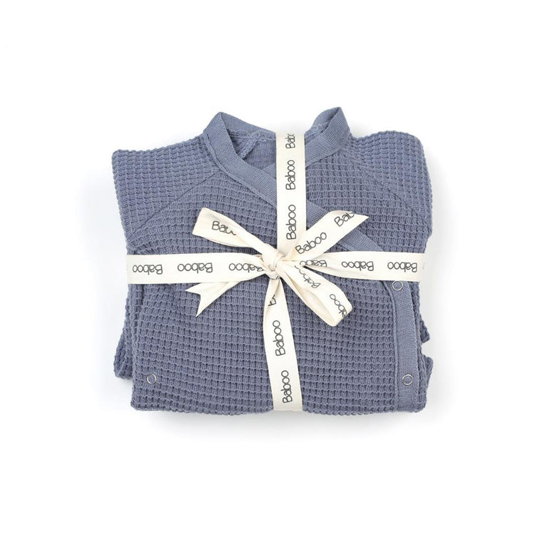 Newborn Waffle Organic Cotton Set of 4 Hospital Released Blue - EFENDINA PAZAR - BABOO - 8682291000765