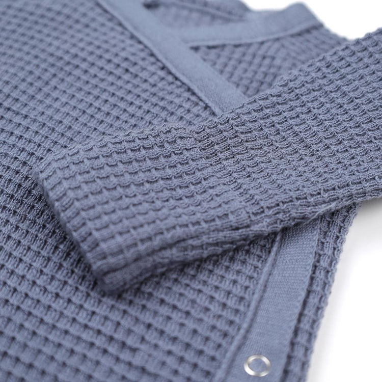 Newborn Waffle Organic Cotton Set of 4 Hospital Released Blue - EFENDINA PAZAR - BABOO - 8682291000765