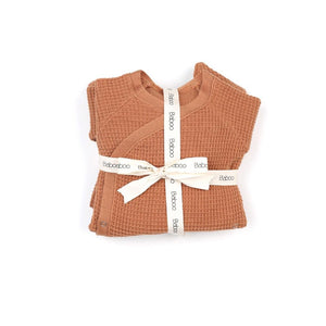 Newborn Waffle Organic Cotton Set of 4 Hospital Released Brown - EFENDINA PAZAR - BABOO - 8682291000758