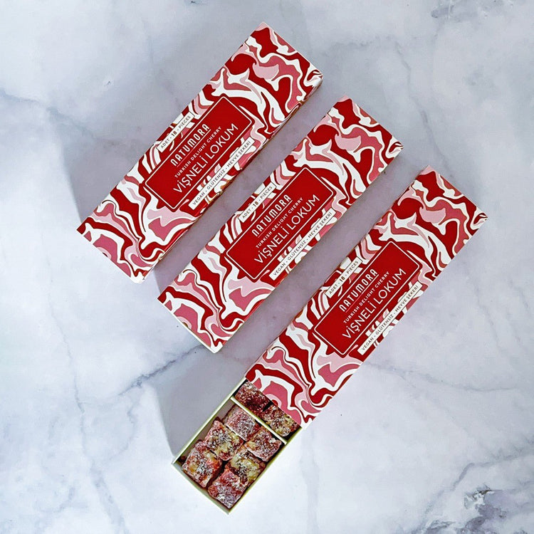 No Sugar Added Cherry &amp; Walnut Turkish Delight 180g - EFENDINA PAZAR - NATUMORA - 