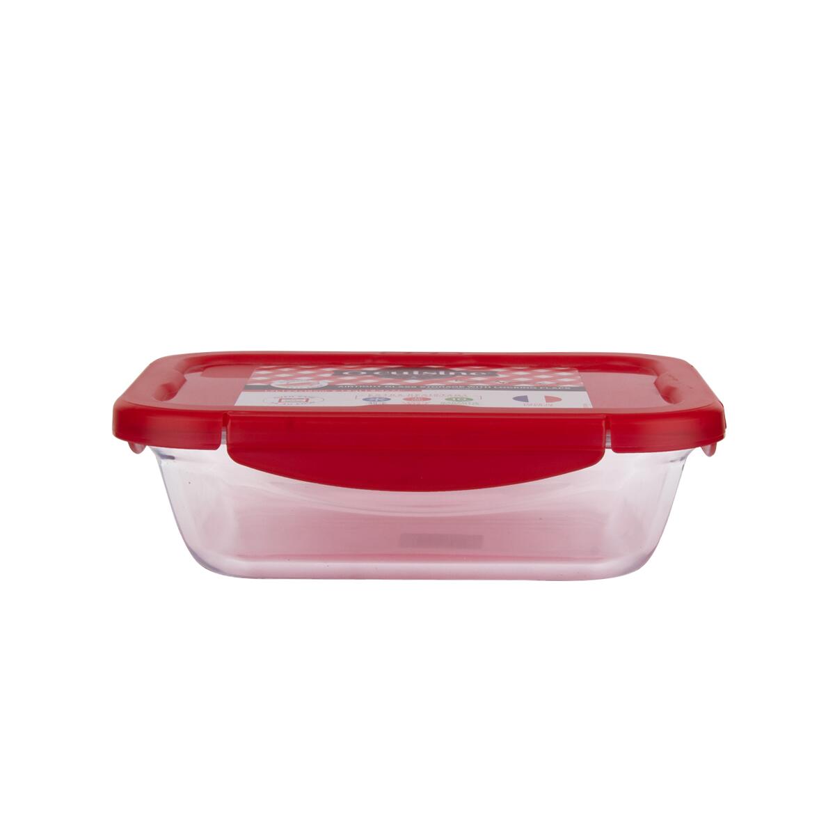 Red Square Glass Storage Container