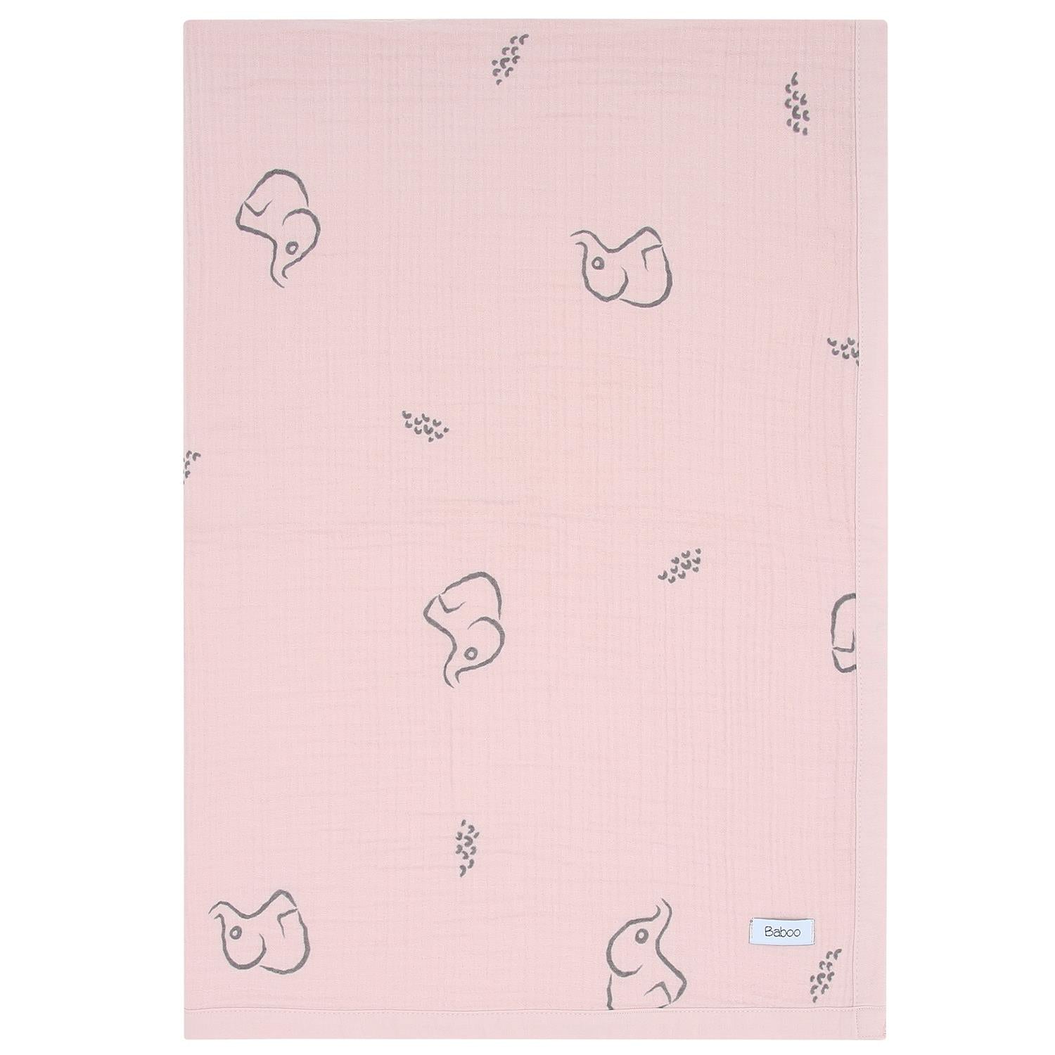 Organic Cotton 4 Layer Muslin Baby Blanket Pink - EFENDINA PAZAR - BABOO - 8682291504966