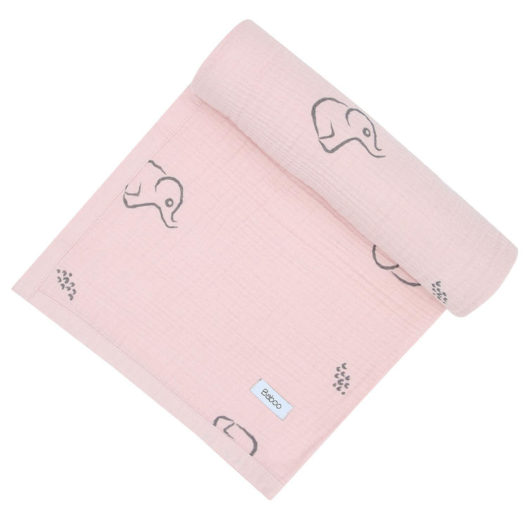 Organic Cotton 4 Layer Muslin Baby Blanket Pink - EFENDINA PAZAR - BABOO - 8682291504966