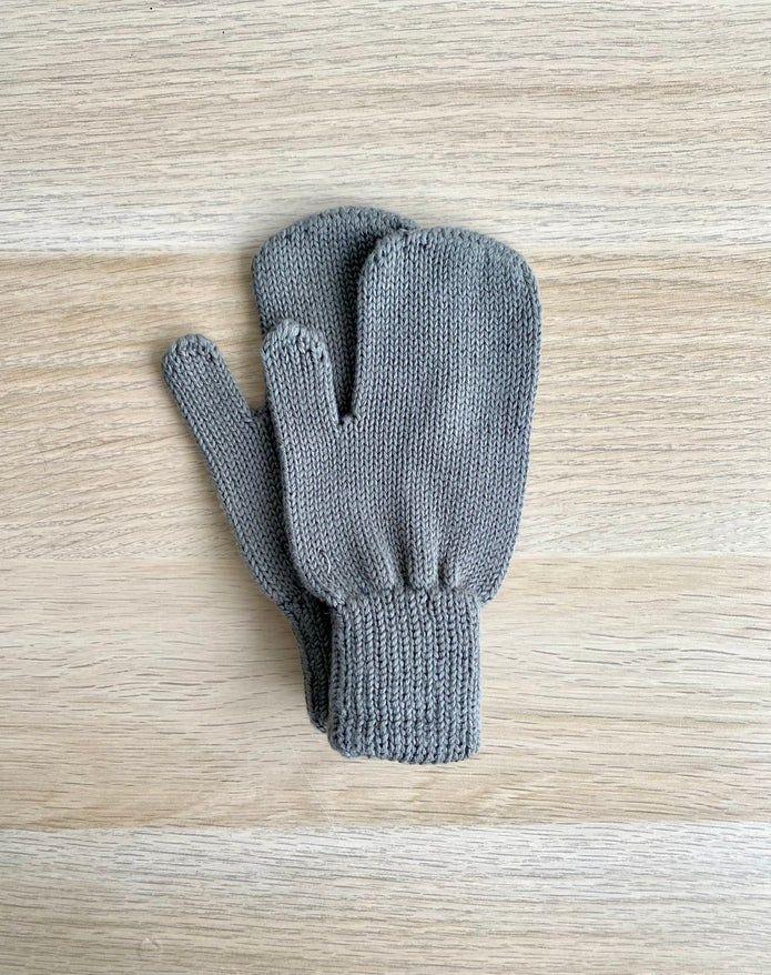 Organic Cotton Baby and Children Knitted Gloves Gray - EFENDINA PAZAR - BABOO - 8682291514033