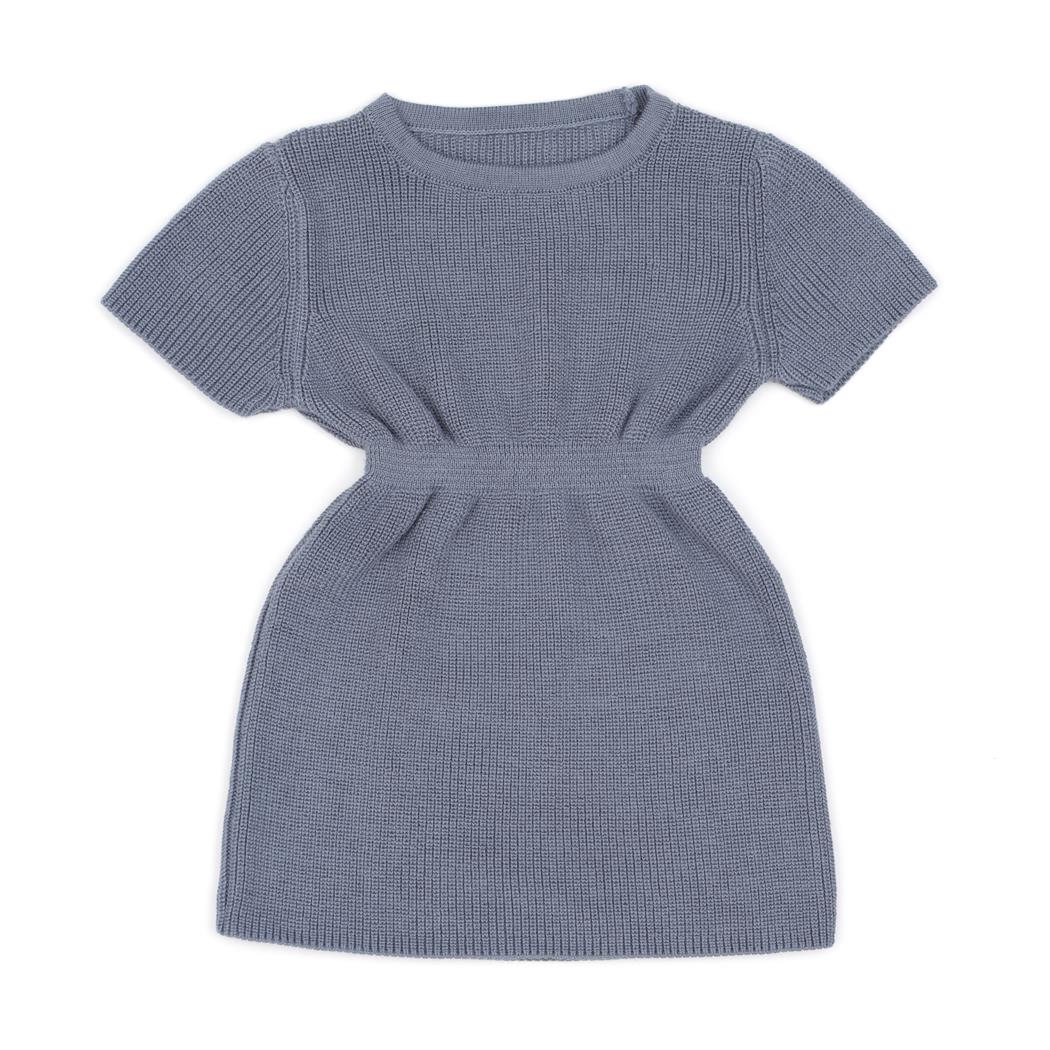 Organic Cotton Baby and Kids Knitted Dress Blue - EFENDINA PAZAR - BABOO - 8682291520492