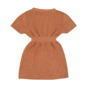 Organic Cotton Baby and Kids Knitted Dress Brown - EFENDINA PAZAR - BABOO - 8682291520447