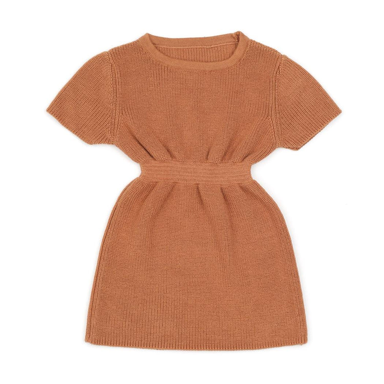 Organic Cotton Baby and Kids Knitted Dress Brown - EFENDINA PAZAR - BABOO - 8682291520447