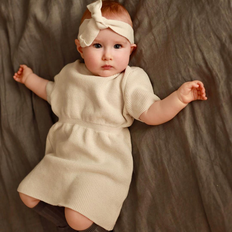 Organic Cotton Baby and Kids Knitted Dress Cream - EFENDINA PAZAR - BABOO - 8682291520546
