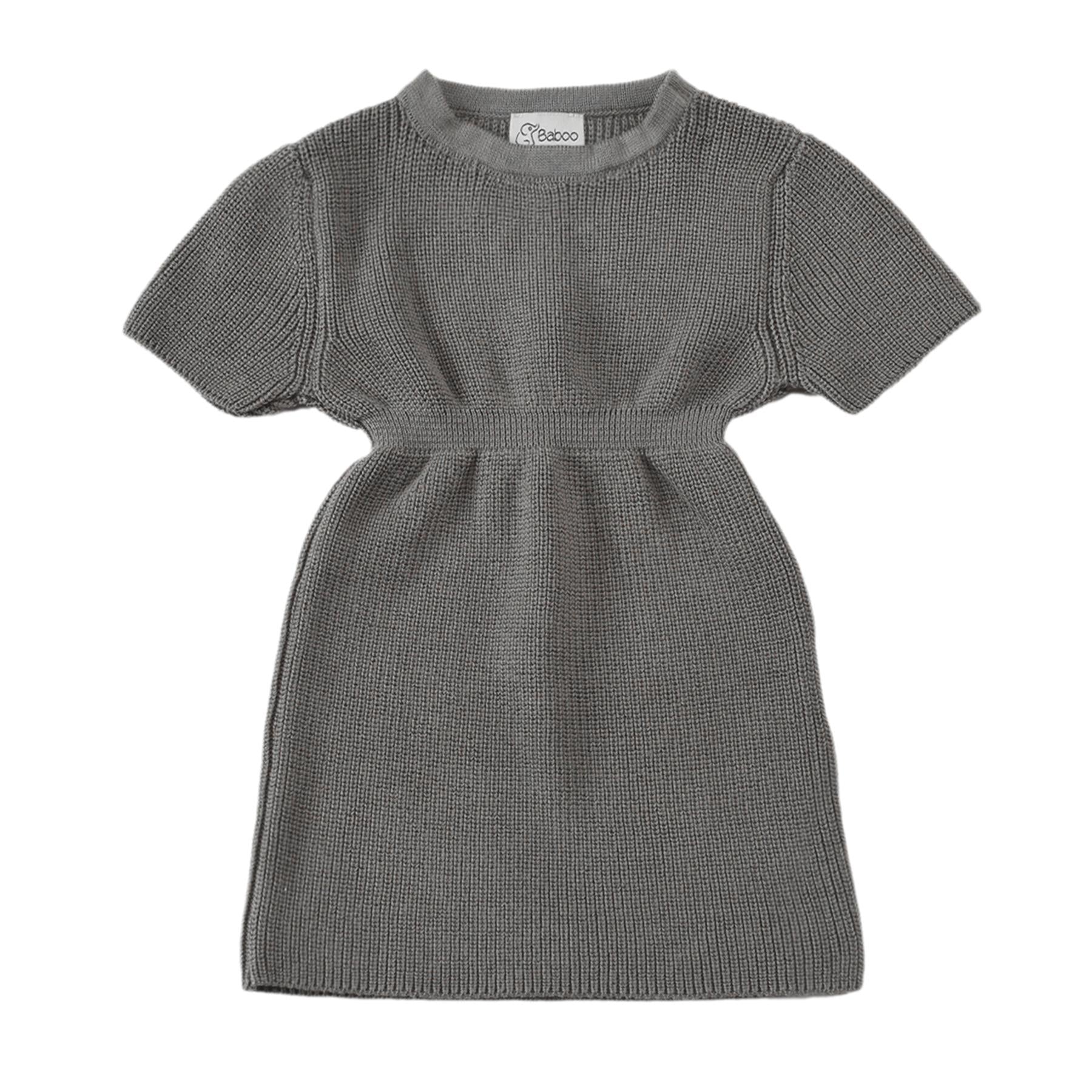 Organic Cotton Baby and Kids Knitted Dress Gray - EFENDINA PAZAR - BABOO - 8691810000896