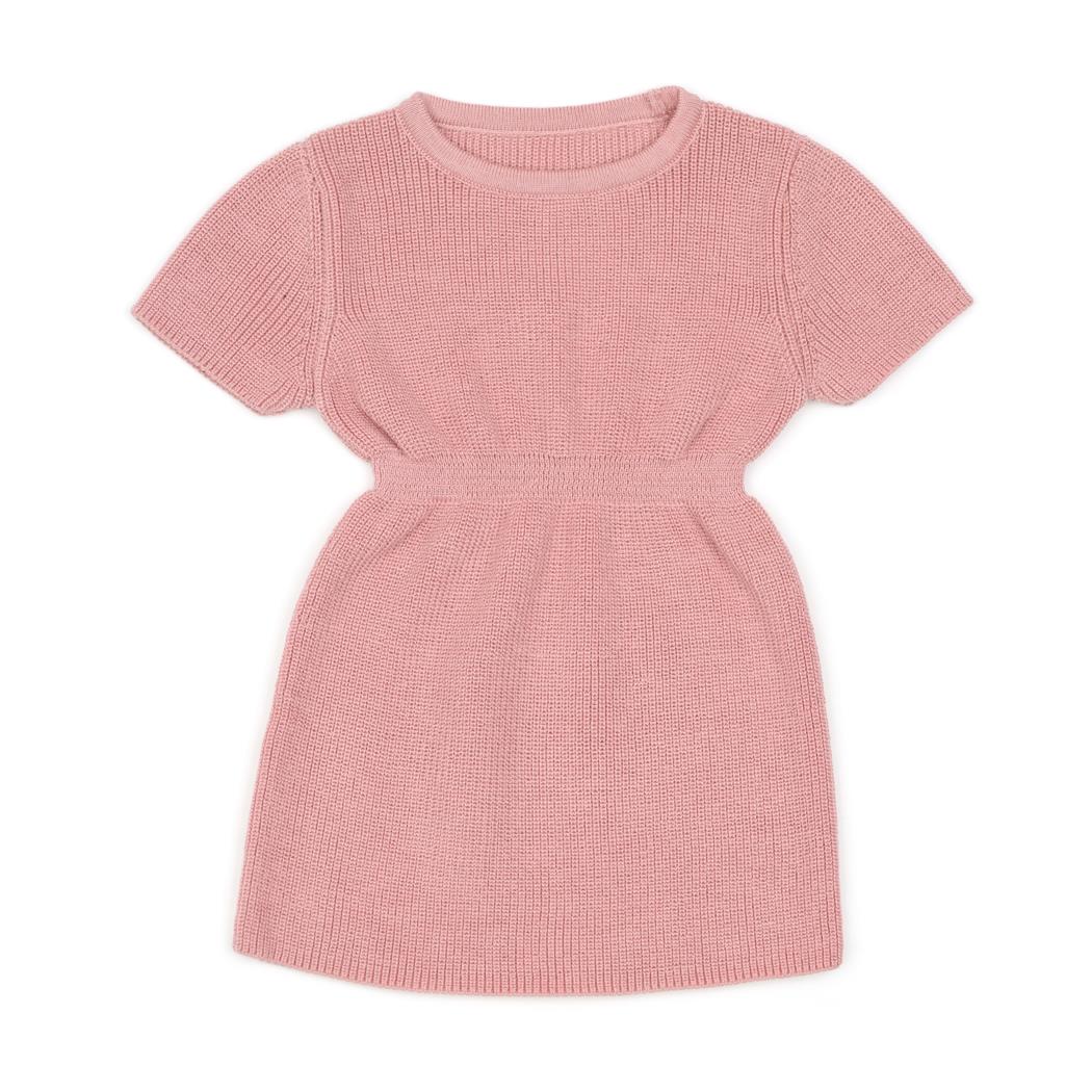 Organic Cotton Baby and Kids Knitted Dress Pink - EFENDINA PAZAR - BABOO - 8682291520393