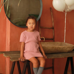 Organic Cotton Baby and Kids Knitted Dress Pink - EFENDINA PAZAR - BABOO - 8682291520393