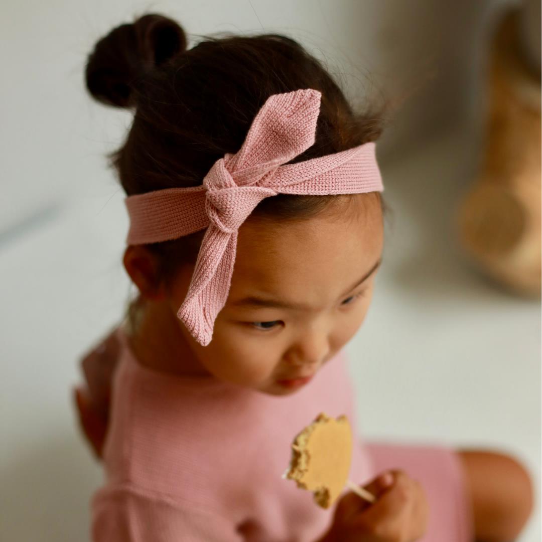 Organic Cotton Baby and Kids Knitted Hair Band Pink - EFENDINA PAZAR - BABOO - 8682291000802