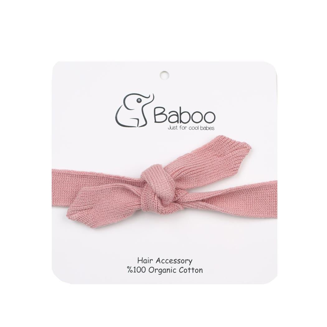 Organic Cotton Baby and Kids Knitted Hair Band Pink - EFENDINA PAZAR - BABOO - 8682291000802