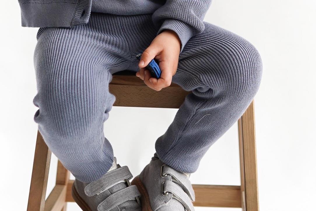 Organic Cotton Baby and Kids Knitted Pants Leggings Blue - EFENDINA PAZAR - BABOO - 8682291519045