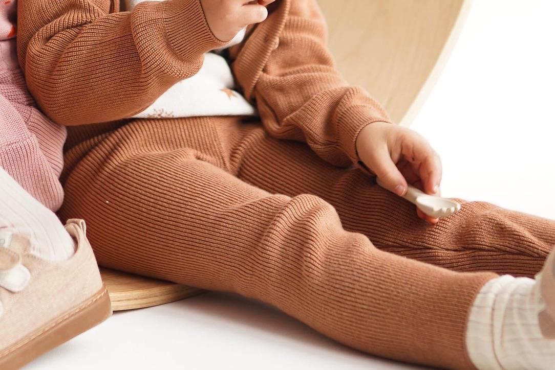 Organic Cotton Baby and Kids Knitted Pants Leggings Brown - EFENDINA PAZAR - BABOO - 8682291518994