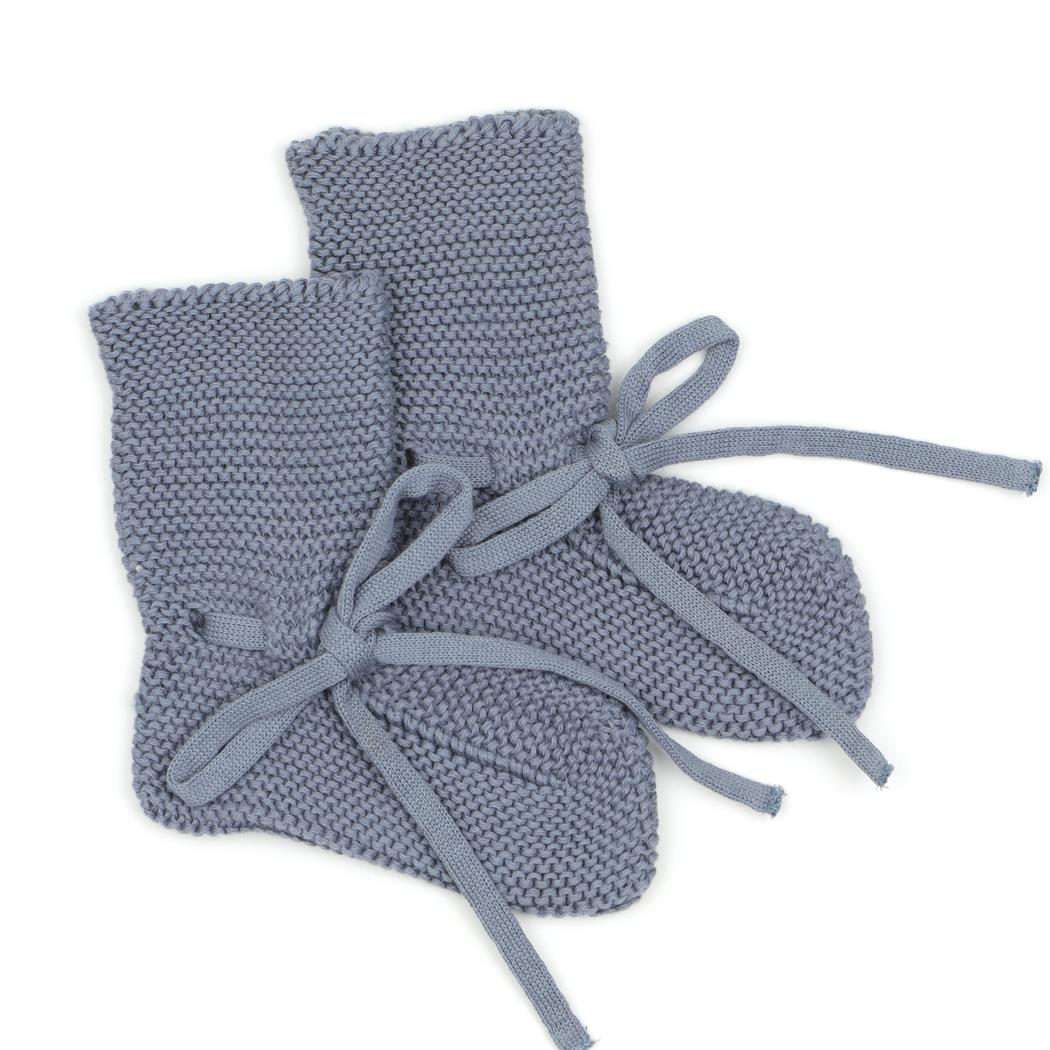 Organic Cotton Baby Booties Blue - EFENDINA PAZAR - BABOO - 8682291520898