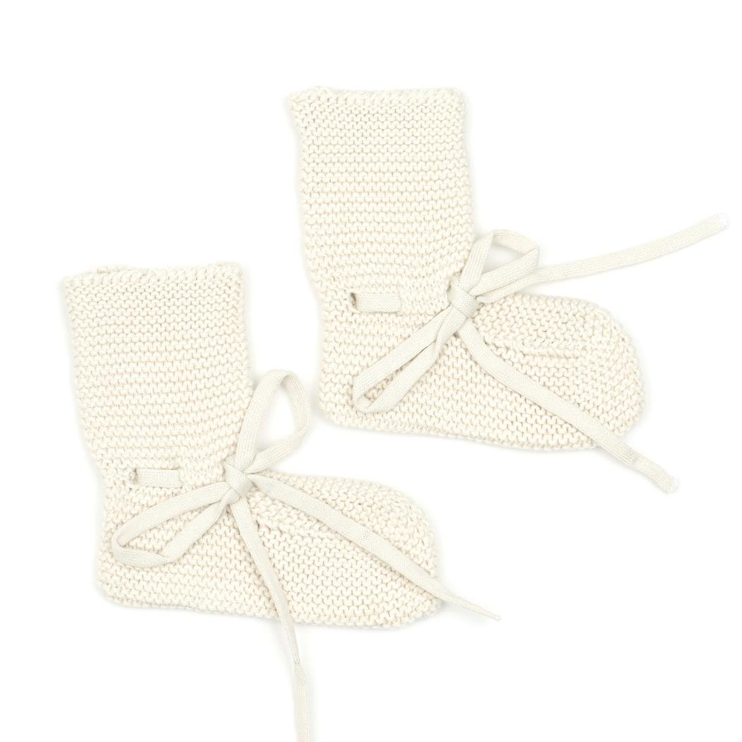 Organic Cotton Baby Booties Cream - EFENDINA PAZAR - BABOO - 8682291520928