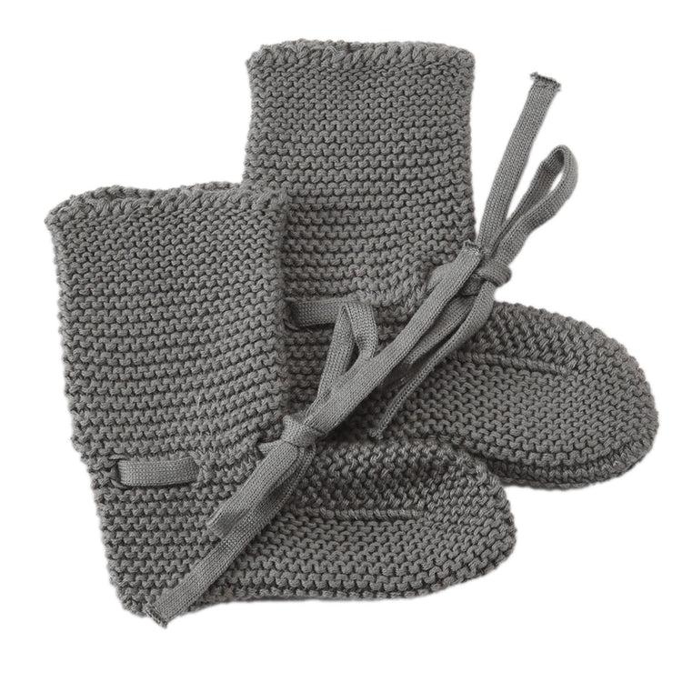 Organic Cotton Baby Booties Gray - EFENDINA PAZAR - BABOO - 8691810001008