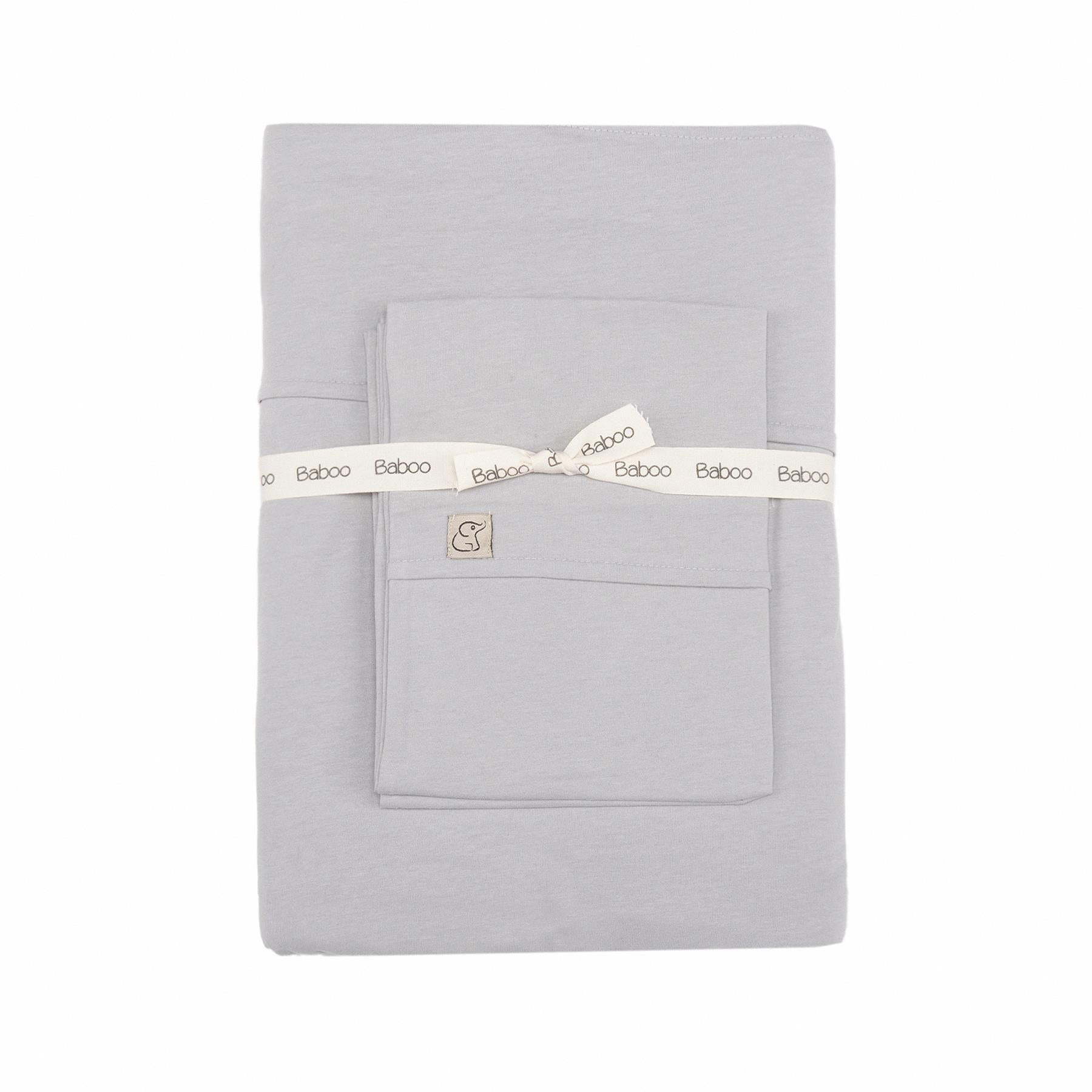 Organic Cotton Baby Duvet Cover Set Gray - EFENDINA PAZAR - BABOO - 8691810001718