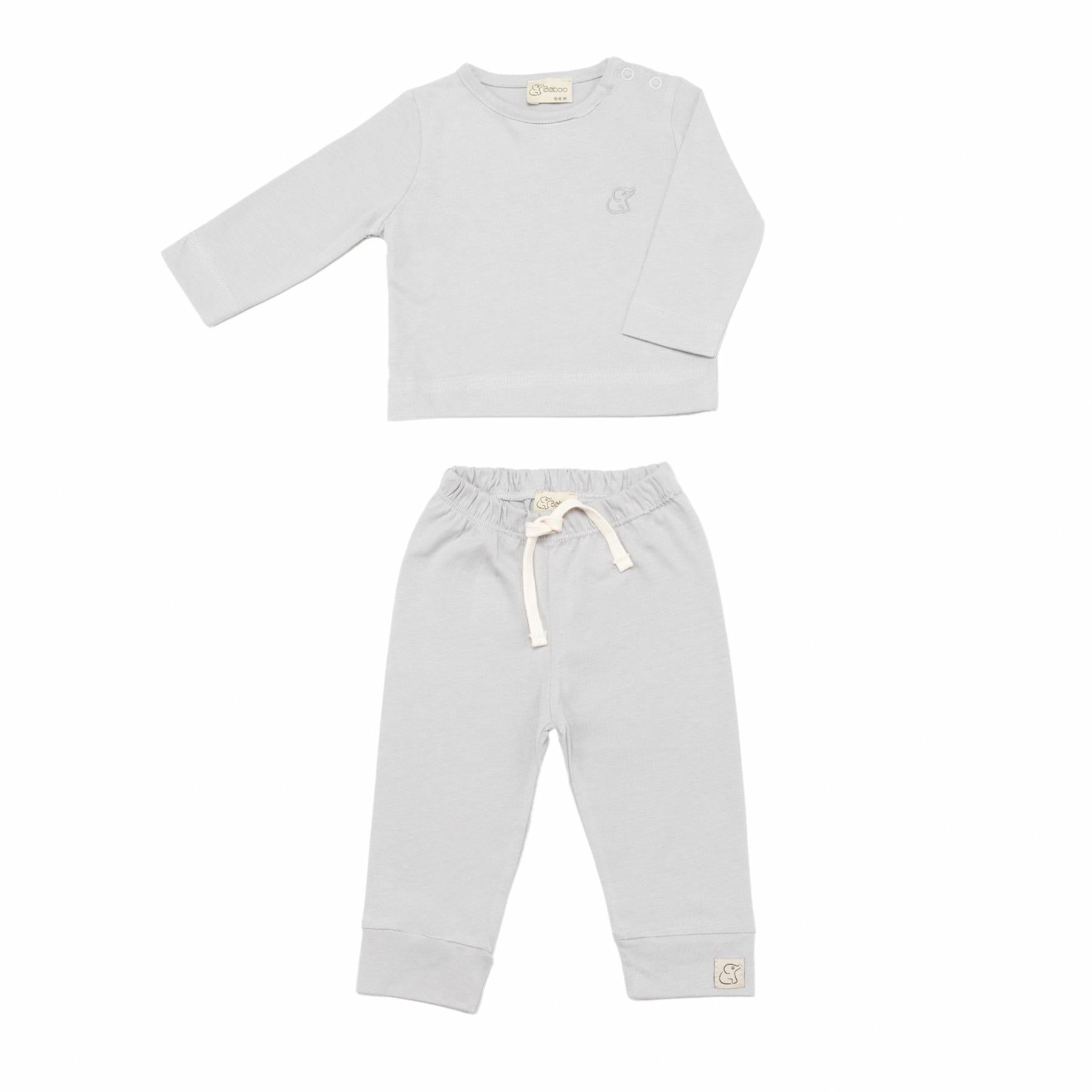 Organic Cotton Fabric Baby and Kids Bottom and Top Set Gray - EFENDINA PAZAR - BABOO - 8691810022898
