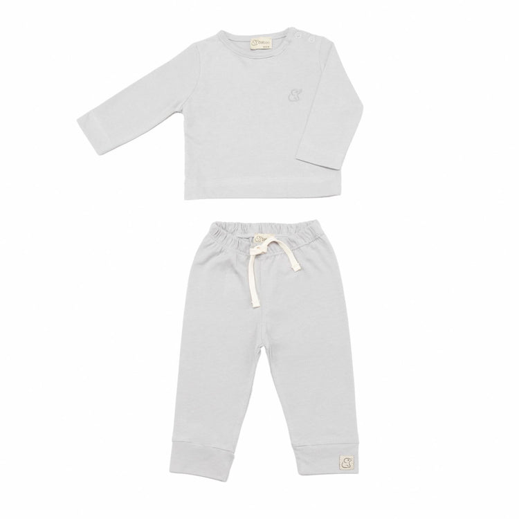 Organic Cotton Fabric Baby and Kids Bottom and Top Set Gray - EFENDINA PAZAR - BABOO - 8691810022898