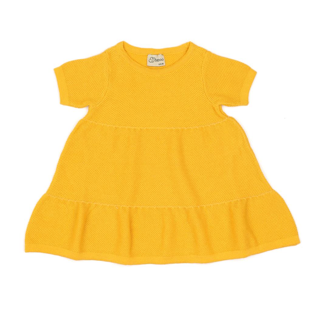 Organic Cotton Summer ,Spring Baby Dress Yellow - EFENDINA PAZAR - BABOO - 8682291516938