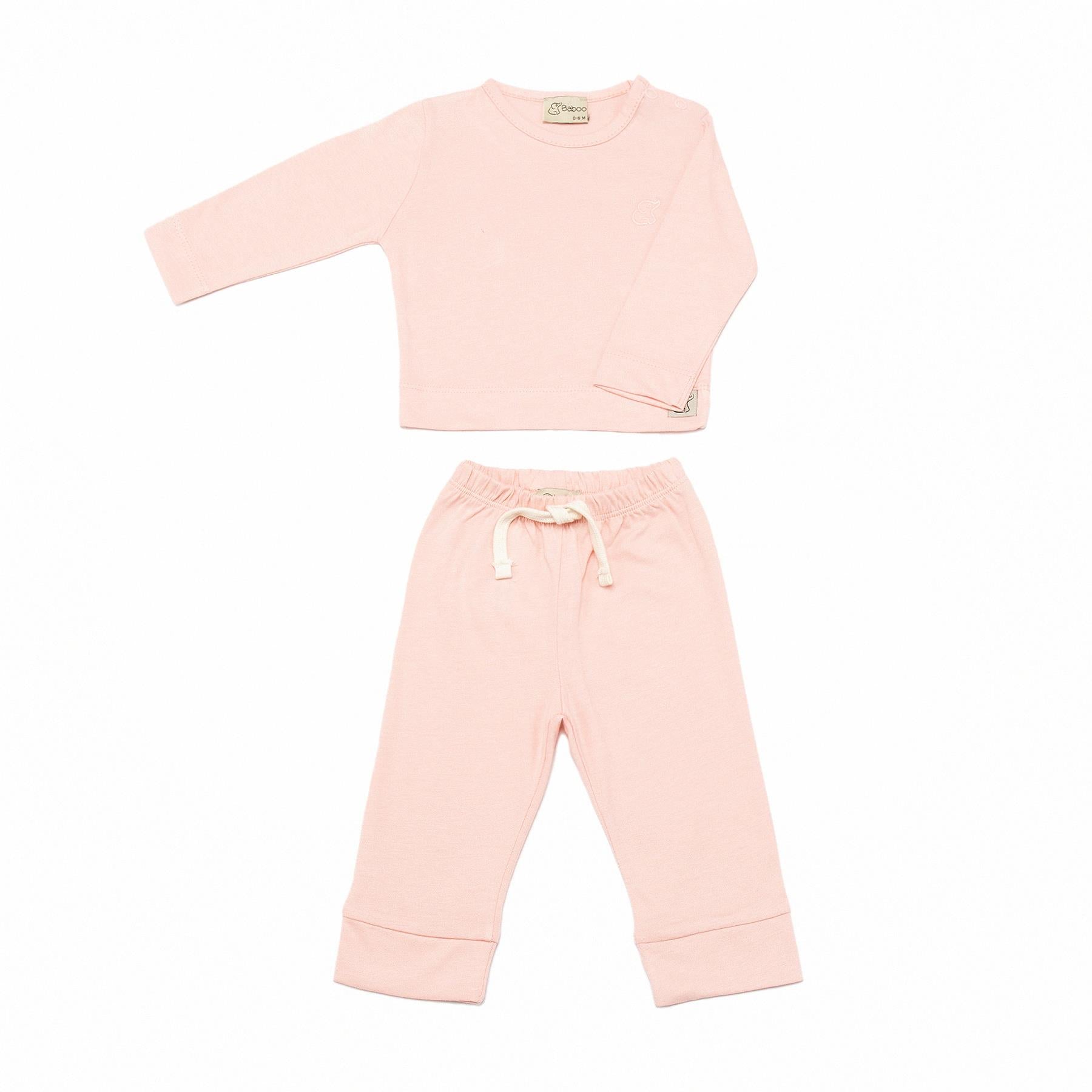 Organic Cotton Fabric Baby and Child Bottom and Top Set Pink