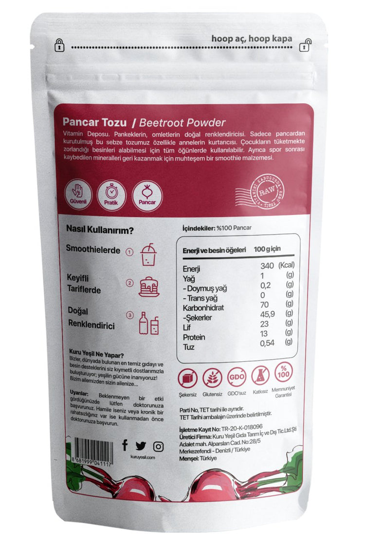 Kuru Yeşil Local Beetroot Powder 100 g