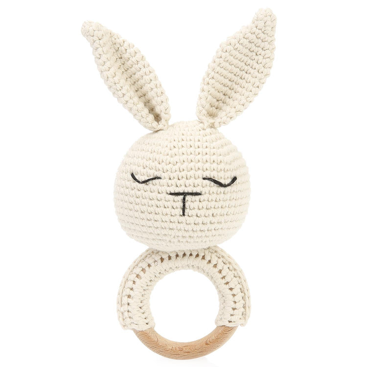 Patterned Blanket Ring Rabbit Set Cream - EFENDINA PAZAR - BABOO - 8691810021587