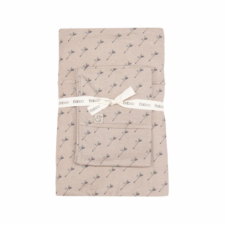 Patterned Cotton Baby Duvet Cover Set Brown - EFENDINA PAZAR - BABOO - 8691810001749