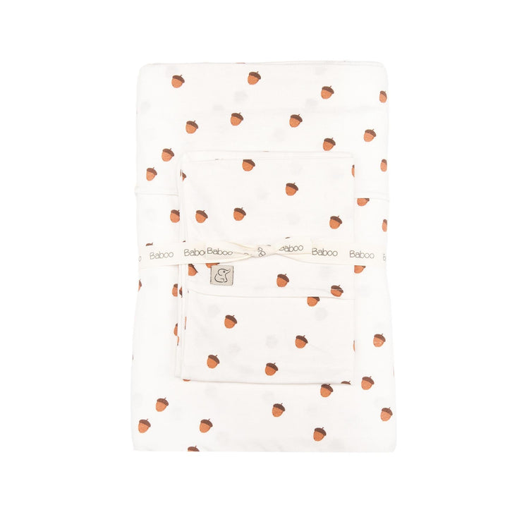 Patterned Cotton Baby Duvet Cover Set Cream - EFENDINA PAZAR - BABOO - 8691810001725