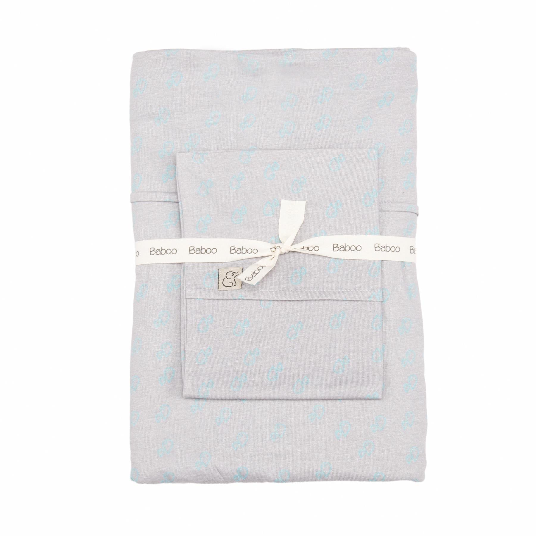 Patterned Cotton Baby Duvet Cover Set Gray - EFENDINA PAZAR - BABOO - 8691810001756