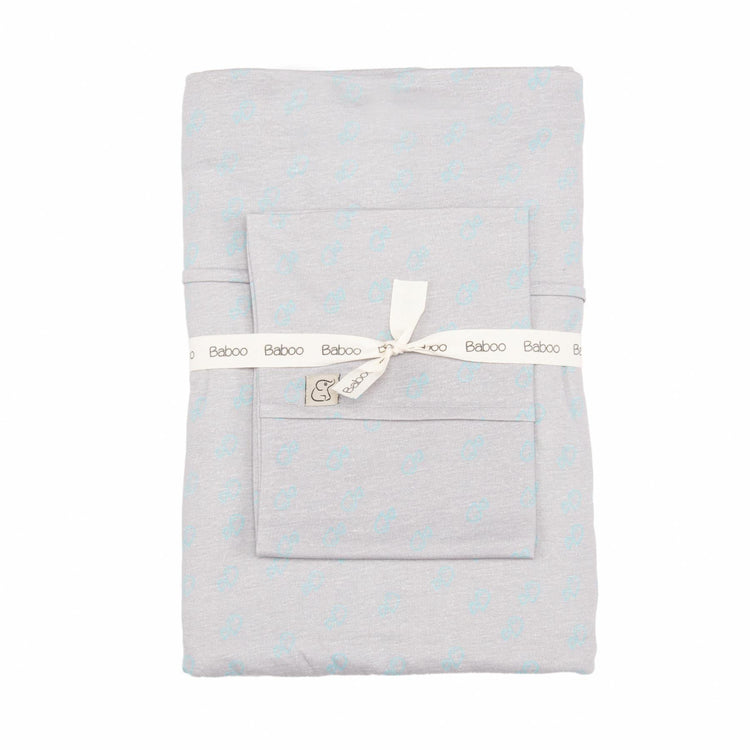 Patterned Cotton Baby Duvet Cover Set Gray - EFENDINA PAZAR - BABOO - 8691810001756