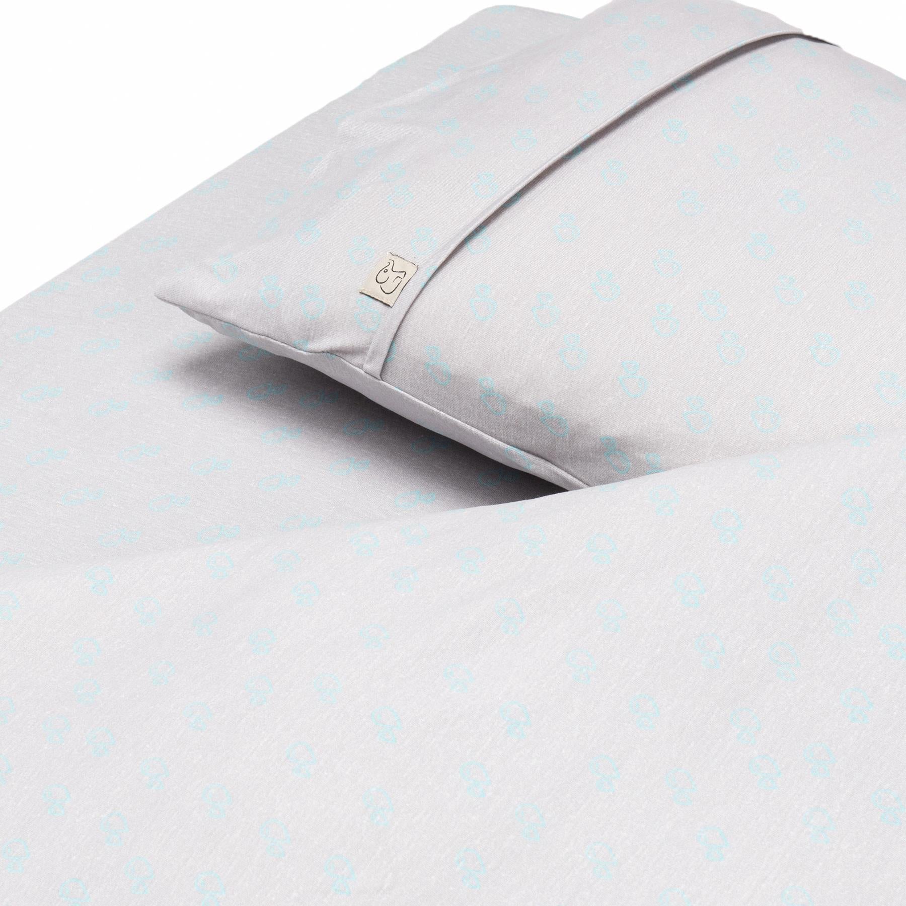Patterned Cotton Baby Duvet Cover Set Gray - EFENDINA PAZAR - BABOO - 8691810001756