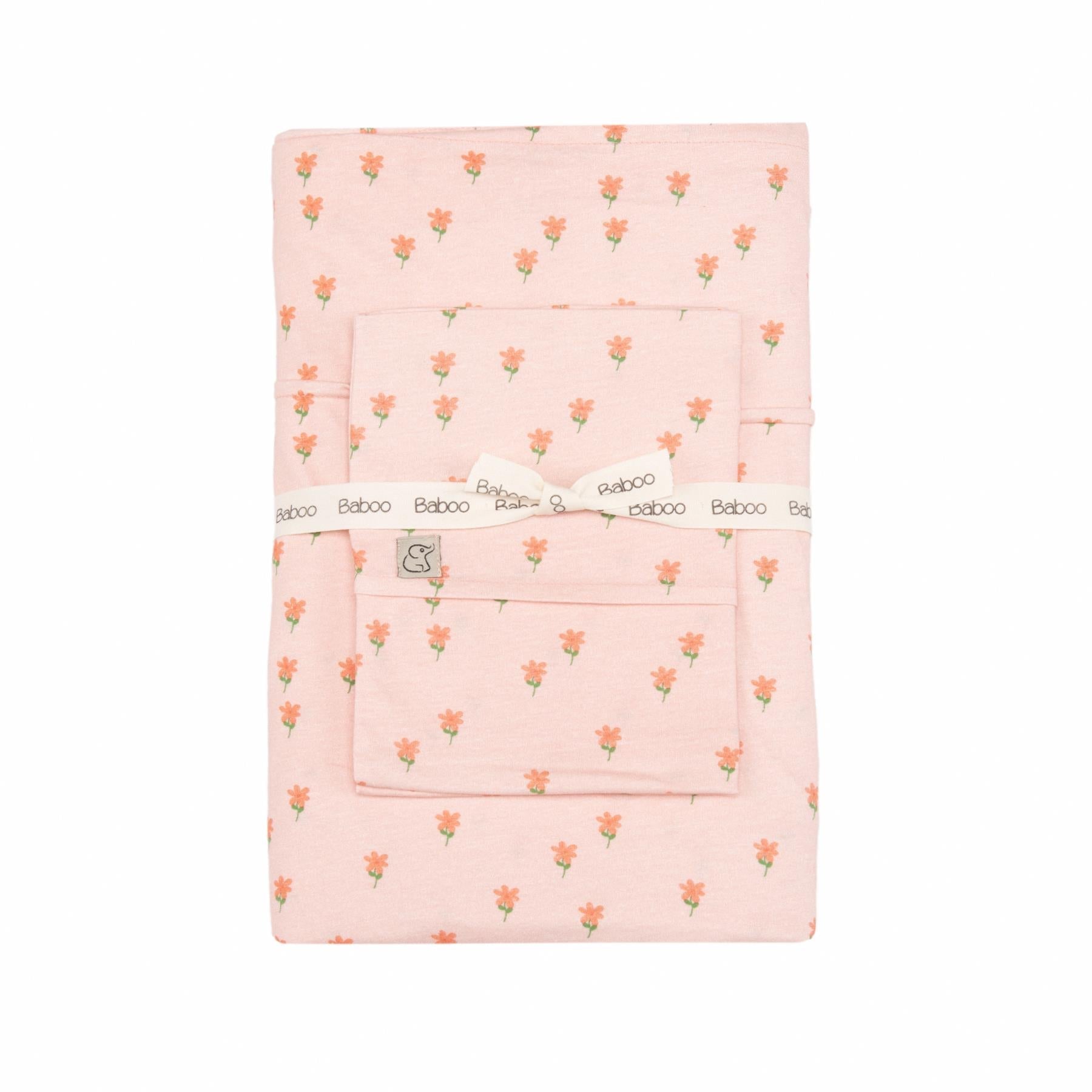 Patterned Cotton Baby Duvet Cover Set Pink - EFENDINA PAZAR - BABOO - 8691810001732